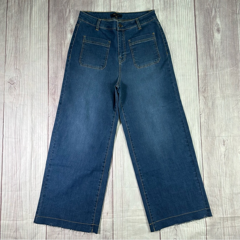 Women’s Frye Wide leg Cropped Raw Hem Front Sailor Pockets Denim Jeans 28